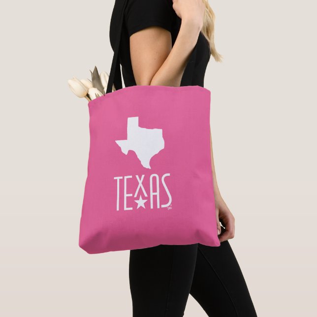 Symbols of Texas, state of Texas, pink Tote Bag (Close Up)