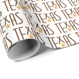 Symbols of Texas, Texas and Star Brown Wrapping Paper