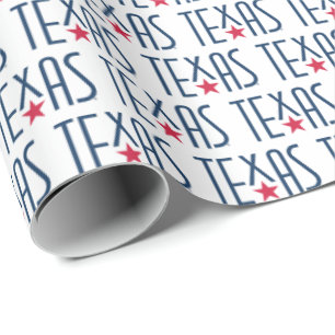 Symbols of Texas, Texas and Star Navy Wrapping Paper