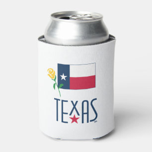 Symbols of Texas, Texas Flag and Yellow Rose Can Cooler