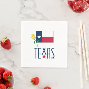 Symbols of Texas, Texas Flag and Yellow Rose (lrg) Napkin
