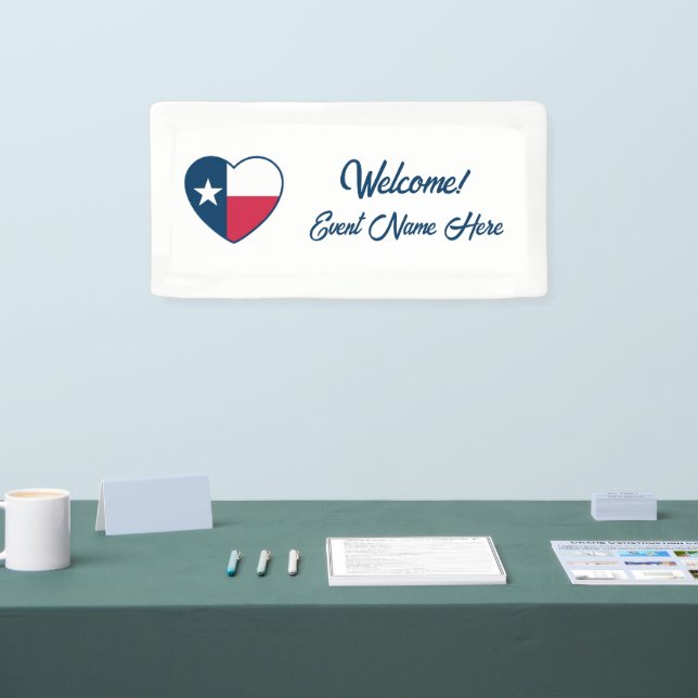 Symbols of Texas, Texas Flag, Heart Banner (Tradeshow)