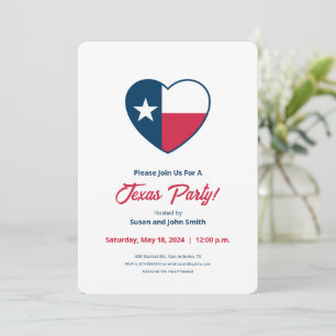 Symbols of Texas, Texas Flag, Heart Invitation