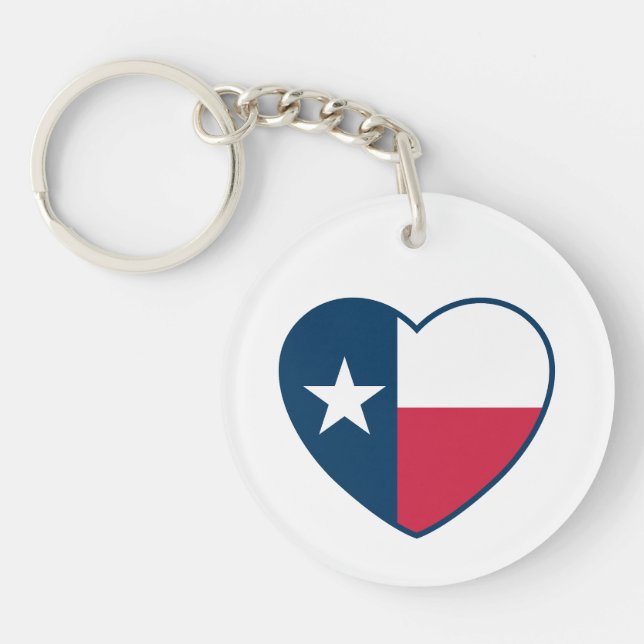 Symbols of Texas, Texas Flag, Heart Key Ring (Front)