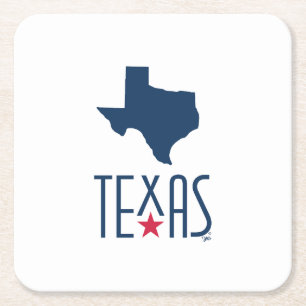 Symbols of Texas, Texas, navy blue Square Paper Coaster