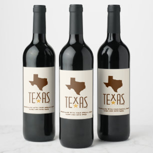 Symbols of Texas, Texas State, Brown Wine Label
