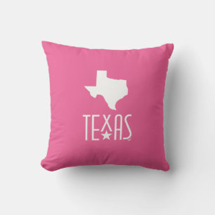 Symbols of Texas, Texas white, pink background Cushion