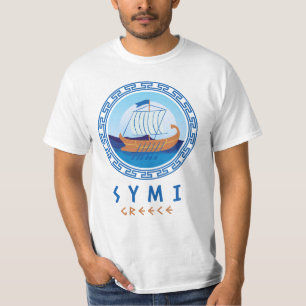 Symi, Greece Greek Ship Design Men's T-Shirt