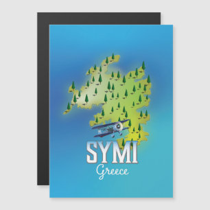 Symi Island Map Greece travel poster.
