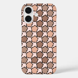 Symmetric Brown Pentagons with Dashed Borders iPhone 16 Case