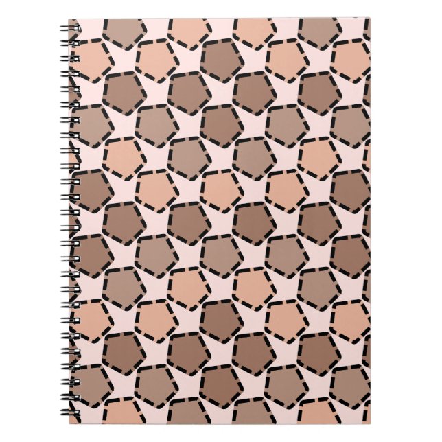 Symmetric Brown Pentagons with Dashed Borders Notebook (Front)