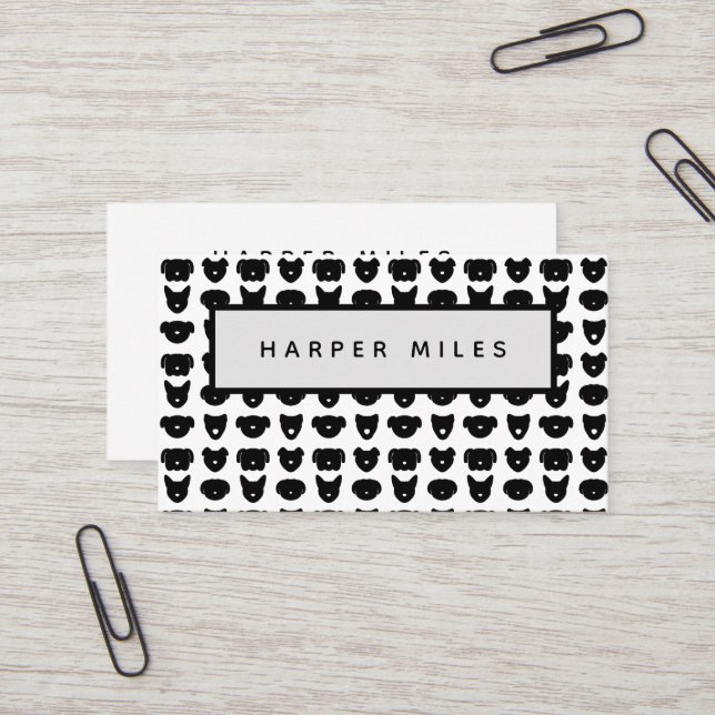 Symmetric dog logo pattern business card (Front/Back In Situ)