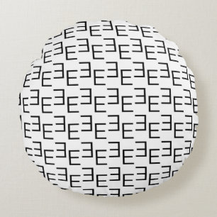 Symmetric E Monogram T-Shirt, Minimalist Geometric Round Cushion