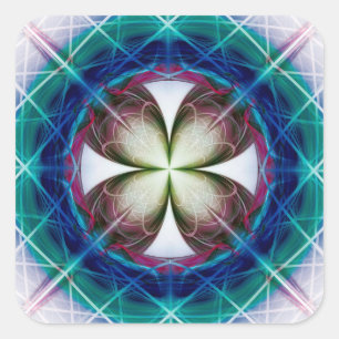 Symmetric flowery pattern square sticker