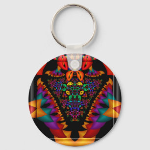 Symmetric fractal image in 3d glass frame key ring