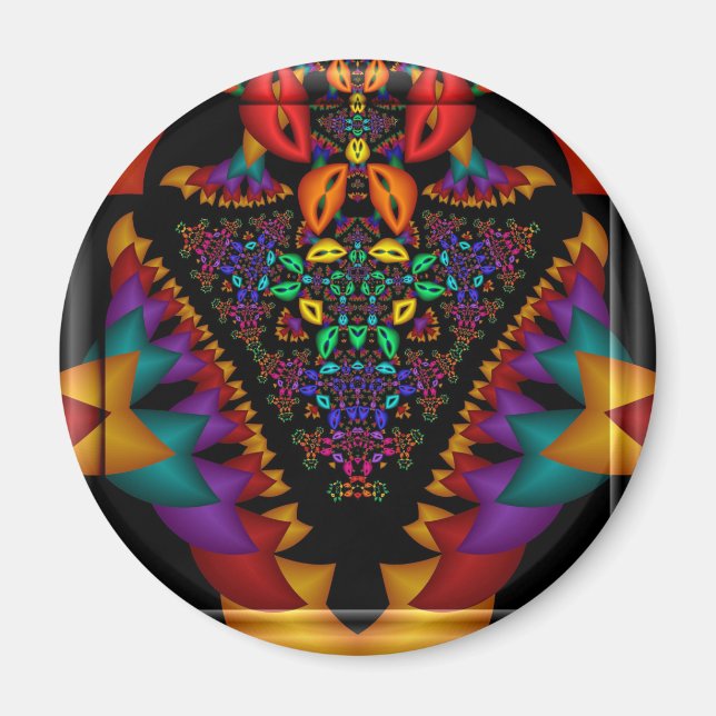 Symmetric fractal image in 3d glass frame magnet (Front)