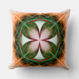 Symmetric green flowery ornament cushion