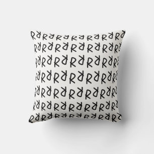 Symmetric R Line Art T-Shirt, Minimalist Doodle Ab Cushion