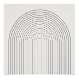 Symmetric Rainbow Shape Beige White Art Poster