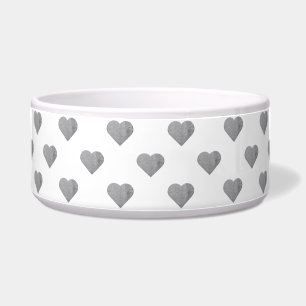 Symmetric Small Concrete Grey Hearts on White 