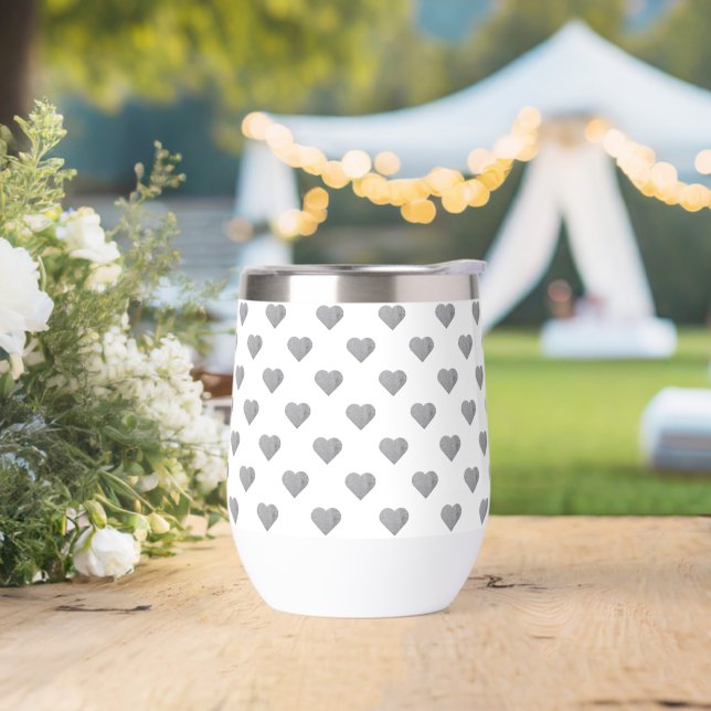 Symmetric Small Concrete Grey Hearts on White  (Wedding)