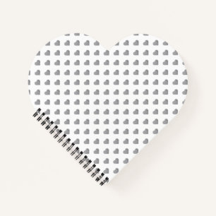 Symmetric Small Concrete Grey Hearts on White Notebook