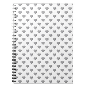 Symmetric Small Concrete Grey Hearts on White Notebook
