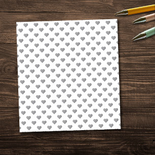 Symmetric Small Concrete Grey Hearts on White Notepad