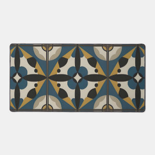 Symmetrical Abstract Art with Bold Geometric Desk Mat