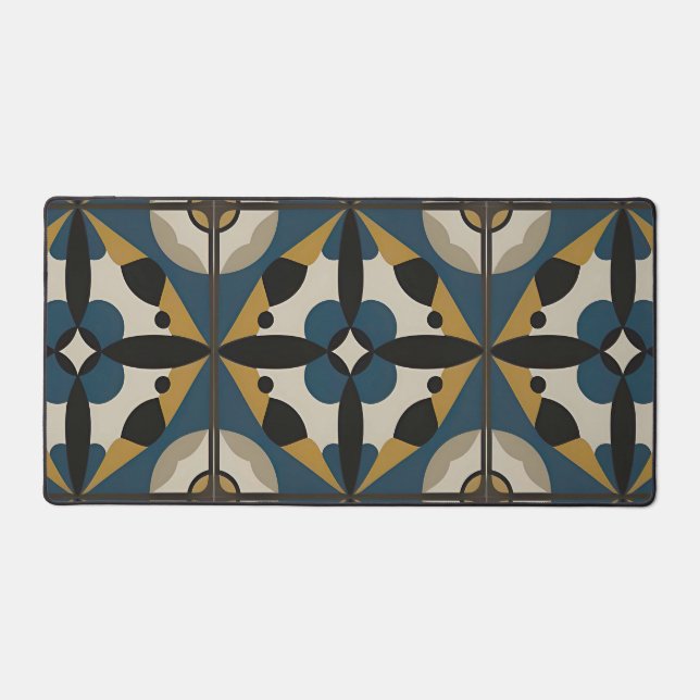 Symmetrical Abstract Art with Bold Geometric Desk Mat (Front)