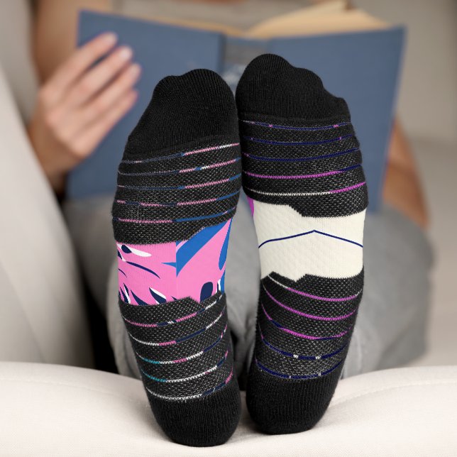 Symmetrical Abstract Pattern in Purple and White Socks (Bottom)