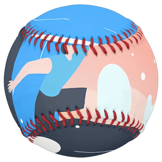 Symmetrical Abstract Pattern in Purple and White Softball (Front)