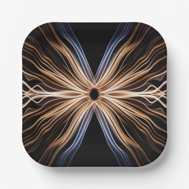 Symmetrical Burst of Energy Light Design Paper Plate (Front)