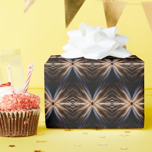 Symmetrical Burst of Light On Black Wrapping Paper (Birthday Party)