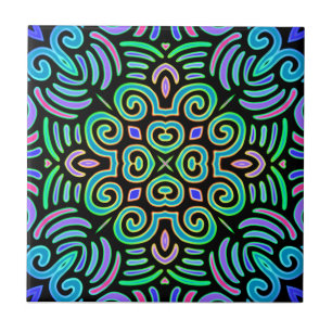 symmetrical design in cool colours tile