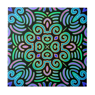 symmetrical design in cool colours tile