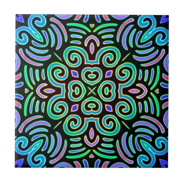 symmetrical design in cool colours tile (Front)