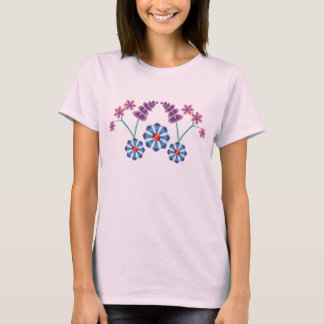 Symmetrical Digital Flower Painting Arrangement T- T-Shirt