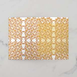 Symmetrical floral pattern with orange motifs rese foil greeting card