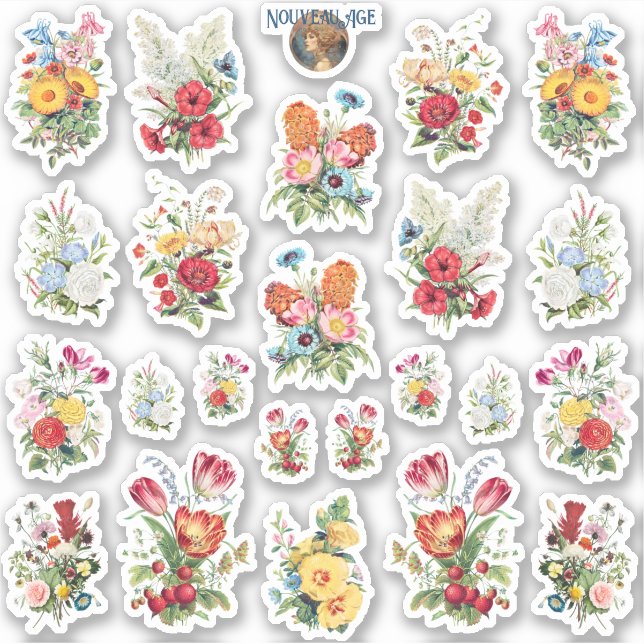 Symmetrical Garden Bouquets Sticker Sheet (Front)