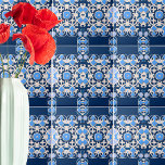 Symmetrical Geometric Blue And White Ornate Tile<br><div class="desc">Beautiful elegant decorative tile design featuring a symmetrical geometric pattern composed of blue and white ornaments.</div>