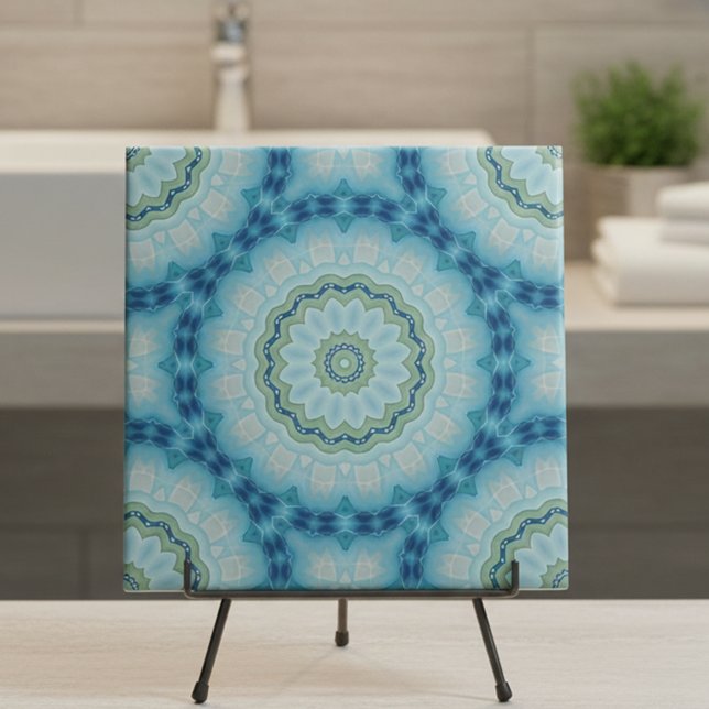 Symmetrical Geometric Soft Blue and Indigo Pattern Tile (Creator Uploaded)
