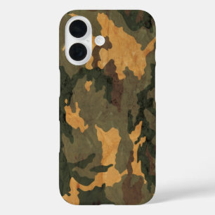 Symmetrical Grunged Green Tan Olive Camouflage iPhone 16 Case