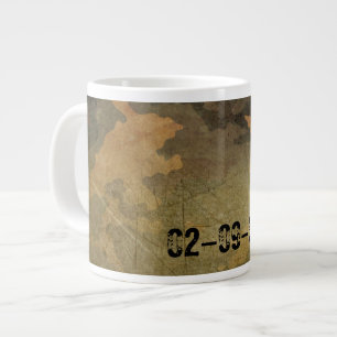 Symmetrical Grunged Green Tan Olive Camouflage Large Coffee Mug