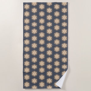 Symmetrical Line Drawing With Earthy Brown Colours Beach Towel