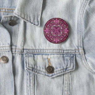 Symmetrical pattern (azulejos like) 6 cm round badge