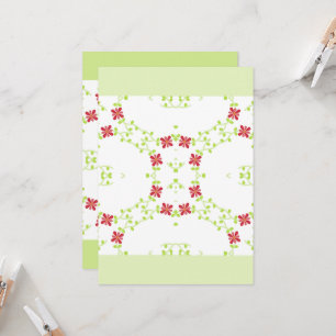 Symmetrical Red Flower and Green Vine design Invitation