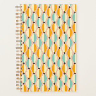 Symmetrical retro pattern with interlocking teal planner