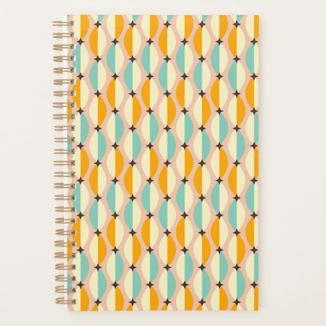 Symmetrical retro pattern with interlocking teal planner (Front)