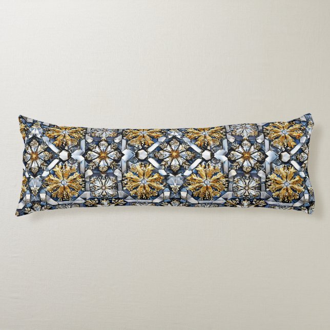 Symmetrical snowflake pattern body cushion (Front)